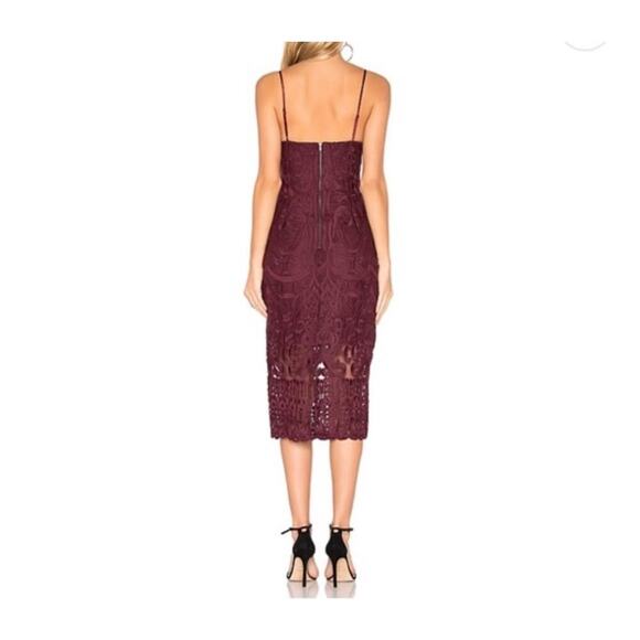 Bardot Gia Embroidered Lace Mesh Cocktail Bodycon Dress In Burgundy Size 8 - Picture 4 of 15
